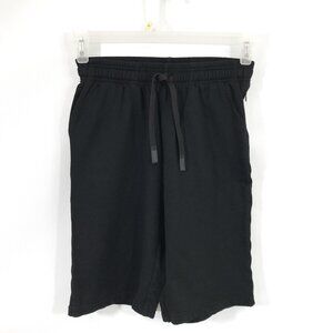 Men's Athletic Running Shorts Black Knit Drawstring Pockets Size S
